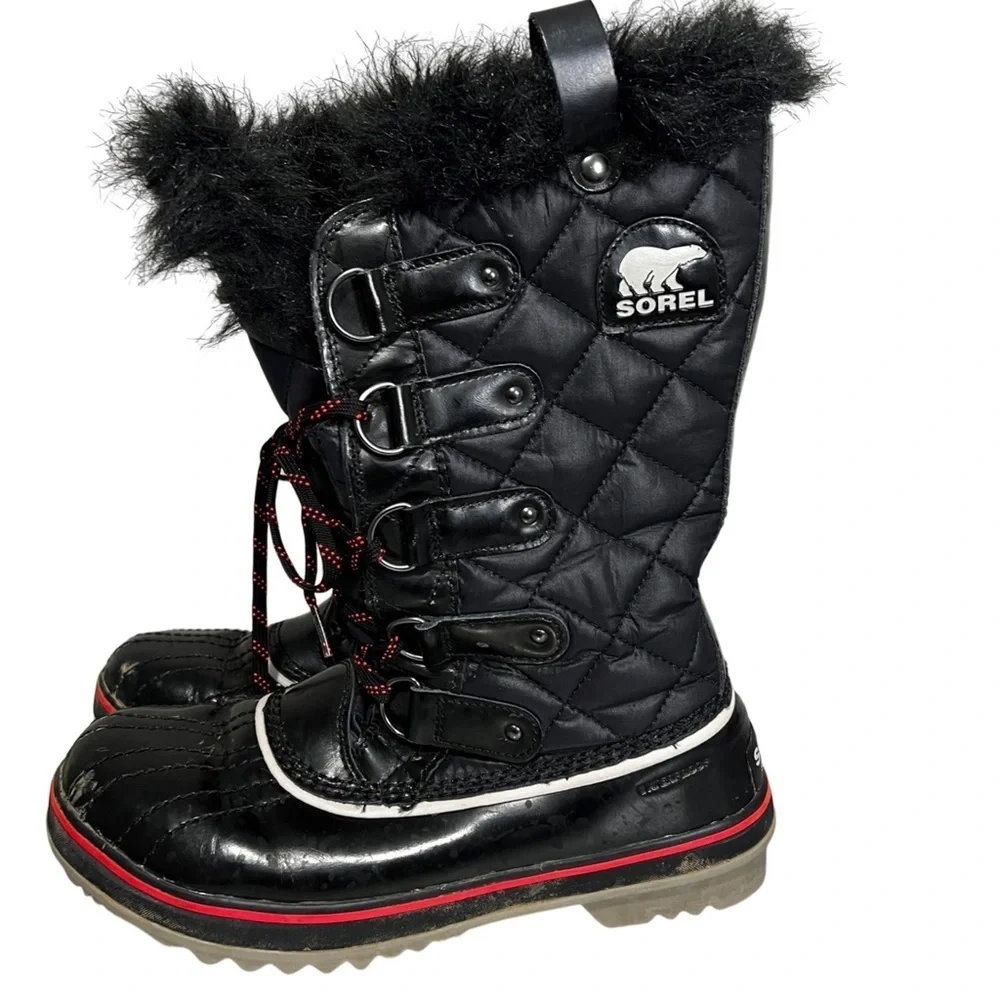 Sorel Tofino Womens Black Fur Trim Waterproof Winter Boots Size 9 Quilted - Picture 3 of 6